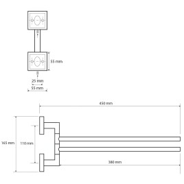 Sapho X-SQUARE - Porte-serviettes double, longeur 420 mm, chrome XQ405