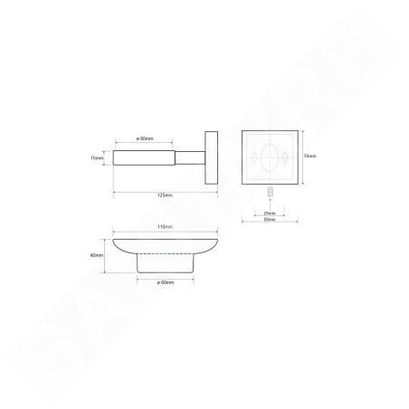 Sapho X-SQUARE - Porte savon, verre XQ802