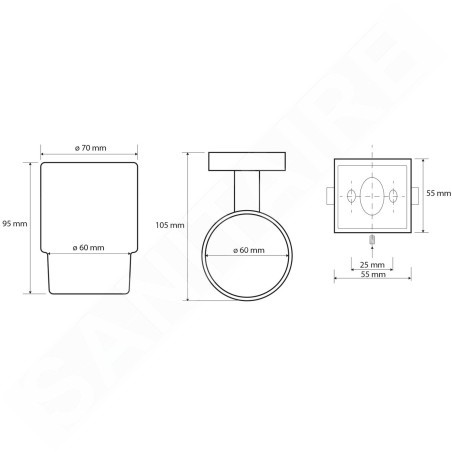 Sapho X-SQUARE - Porte verre avec verre, verre/chrome XQ903