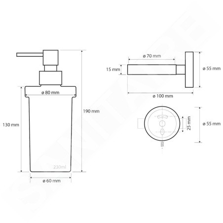 Sapho X-STEEL - Distributeur de savon, verre/inox poli XS101
