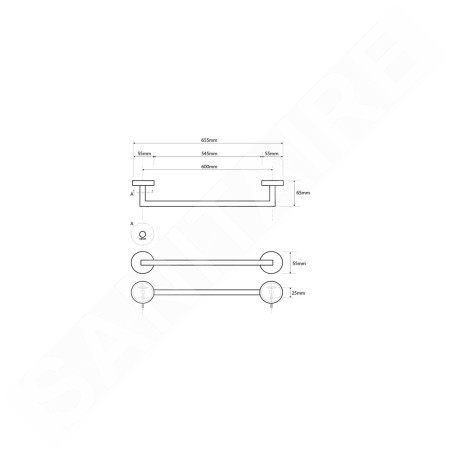 Sapho X-STEEL - Porte-serviettes, longeur 655 mm, inox XS402
