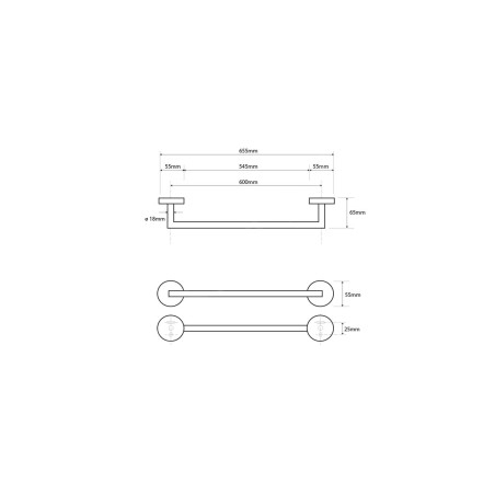 Sapho X-Round - Porte-serviettes, longueur 655 mm, chrome XR404