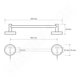 Sapho X-Round - Porte-serviettes, longueur 500 mm, chrome XR408