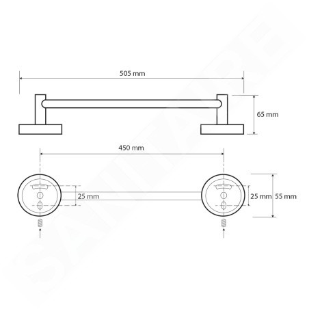 Sapho X-Round - Porte-serviettes, longueur 500 mm, chrome XR408