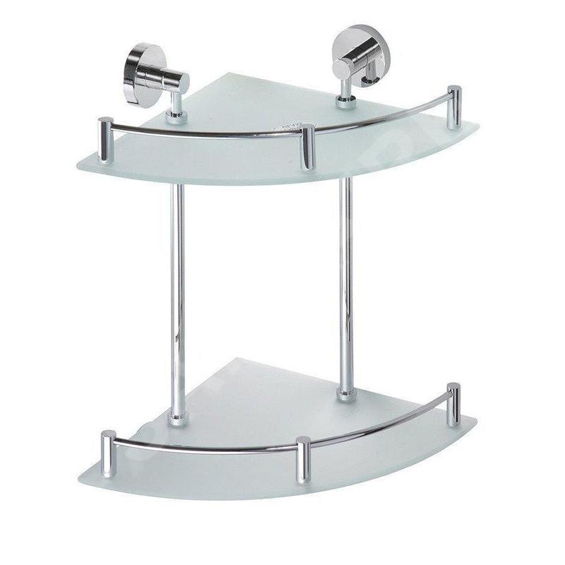 Sapho X-Round - Étagère murale double d'angle, verre/chrome XR604