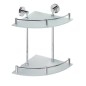 Sapho X-Round - Étagère murale double d'angle, verre/chrome XR604