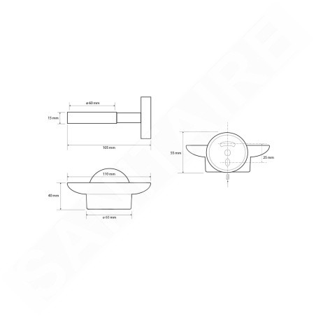 Sapho X-Round - Porte-savon, verre/chrome XR803