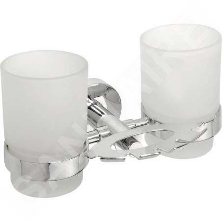 Sapho X-Round - Porte-verre double, verre/chrome XR900