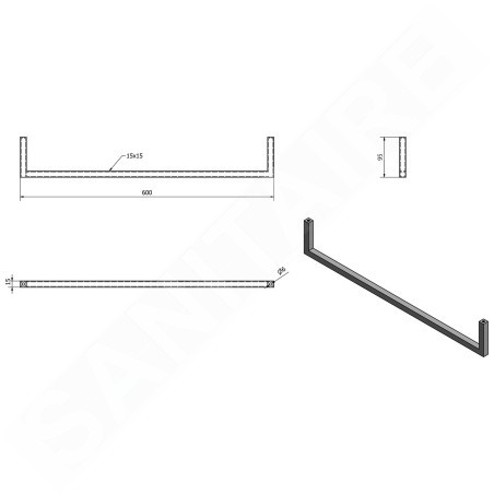 Sapho Avice - Porte-serviettes, longueur 600 mm, blanc VC491