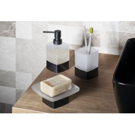 Sapho Accessoires de salle de bains Gedy - Distributeur de savon Lounge à poser, blanc/noir mat 545514