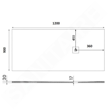 Gelco Receveurs - Receveur de douche Mitia, 1200x900 mm, marbre coulé, blanc PMB12090