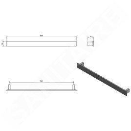 Sapho Patron - Porte-serviettes, longueur 800 mm, blanc PX036