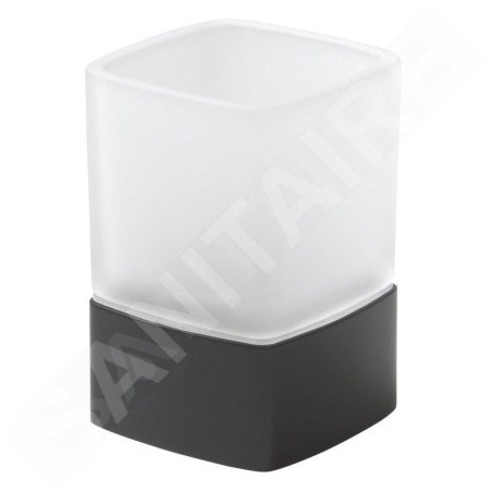 Sapho Accessoires de salle de bains Gedy - Verre de brosse à dents Lounge à poser, verre laiteux/noir mat 549814