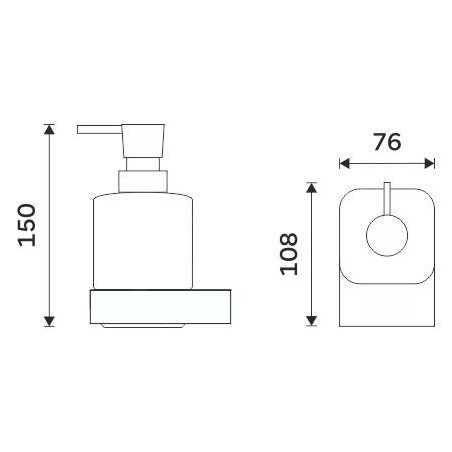Nimco Nikau - Distributeur de savon avec support en céramique 250 ml blanc / noir mat NKC 30031K-T-90