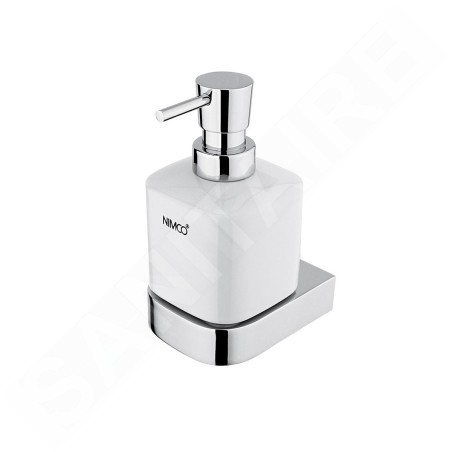 Nimco Nikau - Distributeur de savon avec support en céramique 250 ml blanc / chrome NK 30031K-26