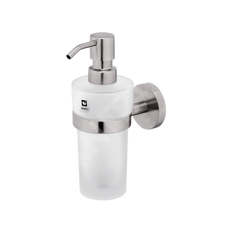 Nimco Unix - Distributeur de savon avec support, 250 ml, verre dépoli/acier inoxydable découpé UNM 13031WL-10
