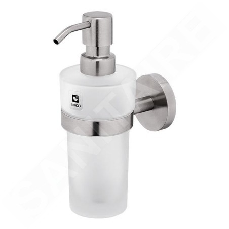 Nimco Unix - Distributeur de savon avec support, 250 ml, verre dépoli/acier inoxydable découpé UNM 13031WL-10