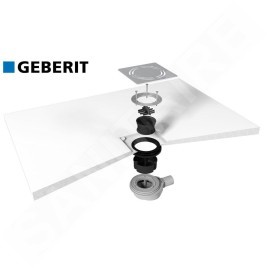 Polysan Flexia - Siphon de receveur Geberit, diamètre 90 mm, DN40, cache bonde rond noir 17781