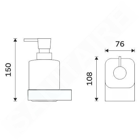 Nimco Nikau - Distributeur de savon avec support, 250 ml, verre mat / noir mat NKC 30031C-T-90