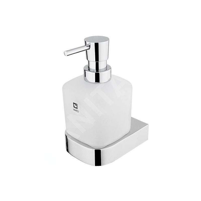 Nimco Nikau - Distributeur de savon avec support, 250 ml, verre mat / chrome NK 30031C-26