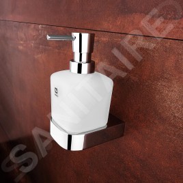 Nimco Nikau - Distributeur de savon avec support, 250 ml, verre mat / chrome NK 30031C-26