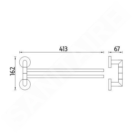 Nimco Unix - Porte-serviettes pivotant, longueur 400 mm, acier inoxydable brossé UNM 13096-10