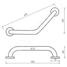 Nimco Poignées - Main courante, cassée, 610x330 mm, acier inoxydable BM 7035L-V-18
