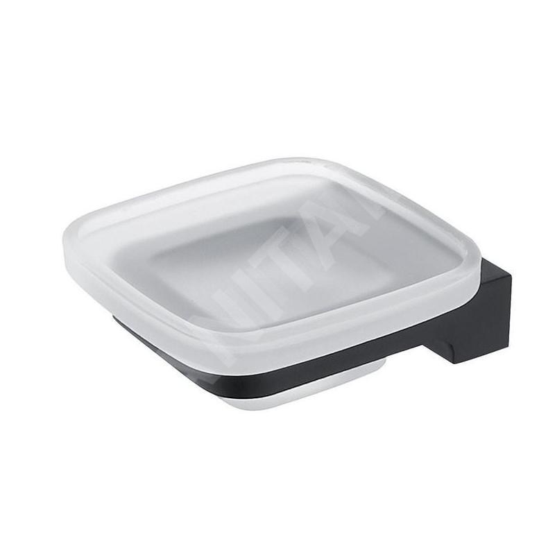 Nimco Maya - Porte-savon avec support, verre dépoli/noir mat MAC 29059C-90