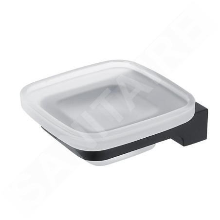 Nimco Maya - Porte-savon avec support, verre dépoli/noir mat MAC 29059C-90