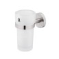 Nimco Unix - Pot à brosse à dents et à dentifrice avec support, verre dépoli/acier inoxydable découpé UNM 13058W-10