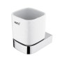 Nimco Nikau - Verre pour brosse à dents et dentifrice avec support, céramique blanche / chrome NK 30058K-26