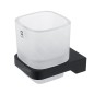 Nimco Maya - Pot à brosse à dents et à dentifrice avec support, verre dépoli/noir mat MAC 29058C-90