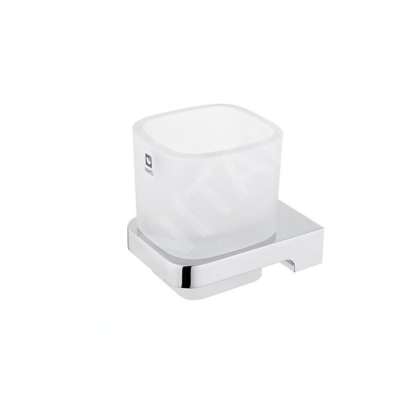 Nimco Maya - Pot à brosse à dents et à dentifrice avec support, verre dépoli/chrome MA 29058C-26