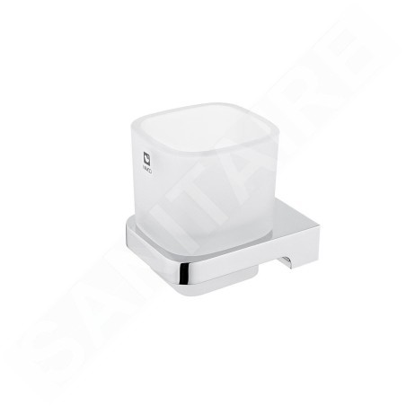 Nimco Maya - Pot à brosse à dents et à dentifrice avec support, verre dépoli/chrome MA 29058C-26