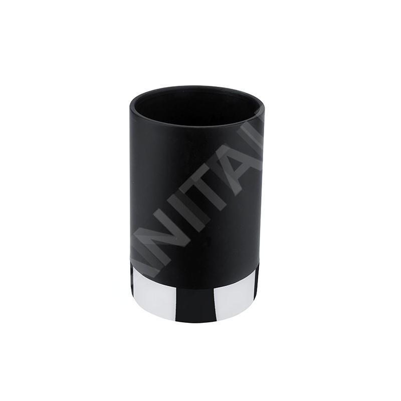 Nimco Lio - Gobelet pour brosse à dents et dentifrice, noir / chrome Li 25058-90