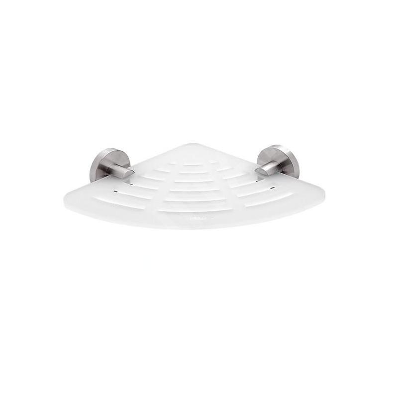 Nimco Unix - Tablette d'angle IXI, 230 mm, plexiglas mat/acier inoxydable poli UNM X211-10