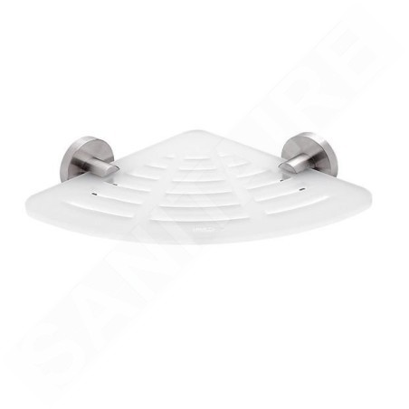 Nimco Unix - Tablette d'angle IXI, 230 mm, plexiglas mat/acier inoxydable poli UNM X211-10