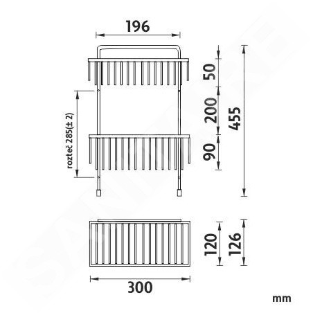 Nimco Open - Etagère en fil, 300x126x455 mm, chromé OP 123D-26