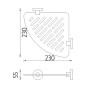 Nimco Unix - Tablette d'angle IXI, 230 mm, plexiglas mat/acier inoxydable poli UNM X212-10