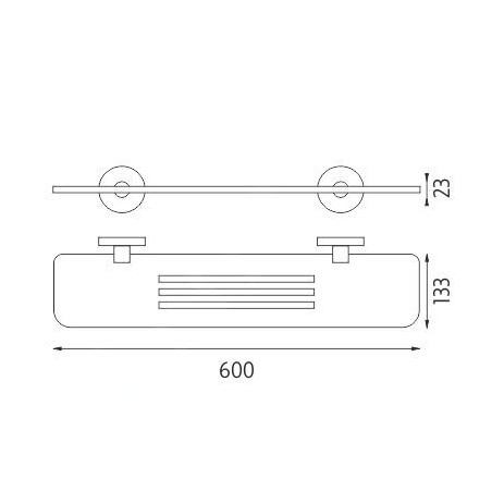 Nimco Unix - Tablette IXI, longueur 600 mm, plexiglas mat/acier inoxydable poli UNM X360-10