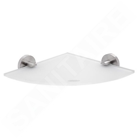 Nimco Unix - Tablette d'angle, 252 mm, verre dépoli/acier inoxydable découpé UNM 13091RB-10