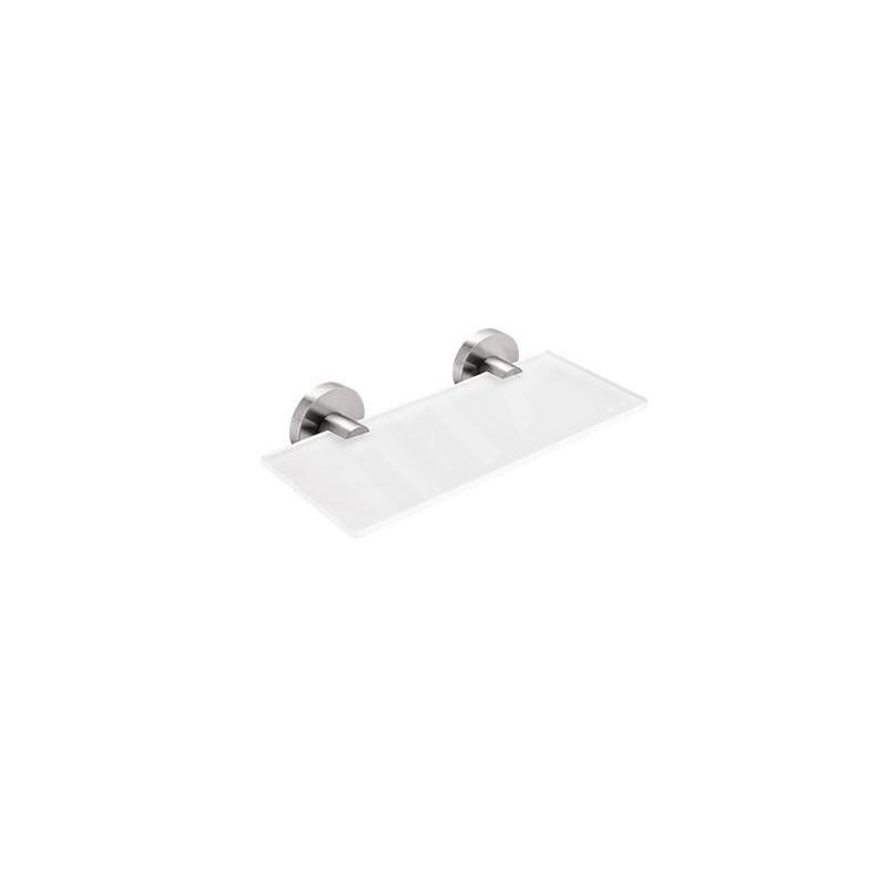 Nimco Unix - Tablette, longueur 200 mm, verre dépoli/acier inoxydable découpé UNM 13091B-20-10