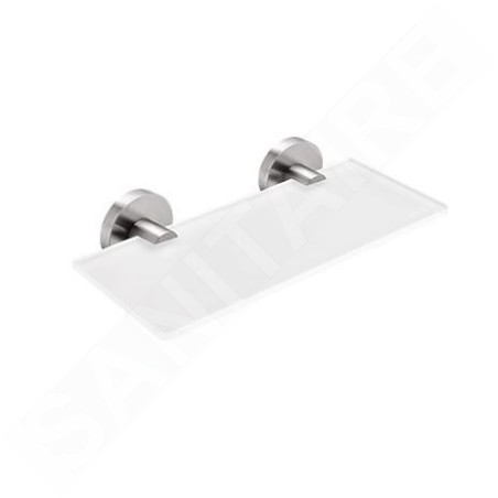 Nimco Unix - Tablette, longueur 200 mm, verre dépoli/acier inoxydable découpé UNM 13091B-20-10