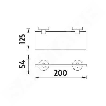 Nimco Unix - Tablette, longueur 200 mm, verre dépoli/acier inoxydable découpé UNM 13091B-20-10