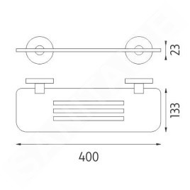 Nimco Unix - Tablette IXI, longueur 400 mm, plexiglas mat/acier inoxydable poli UNM X340-10