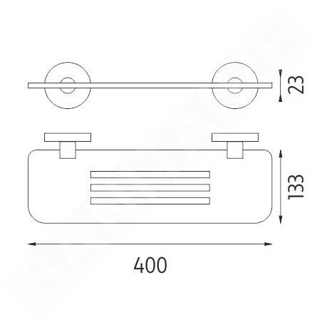 Nimco Unix - Tablette IXI, longueur 400 mm, plexiglas mat/acier inoxydable poli UNM X340-10