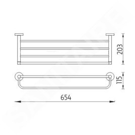 Nimco Unix - Tablette avec porte-serviettes, longueur 654 mm, acier inoxydable brossé UNM 13063-10
