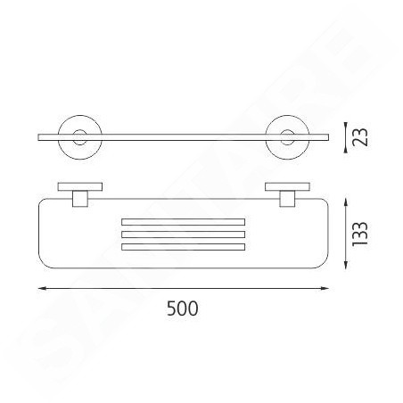 Nimco Unix - Tablette IXI, longueur 500 mm, plexiglas mat/acier inoxydable poli UNM X350-10