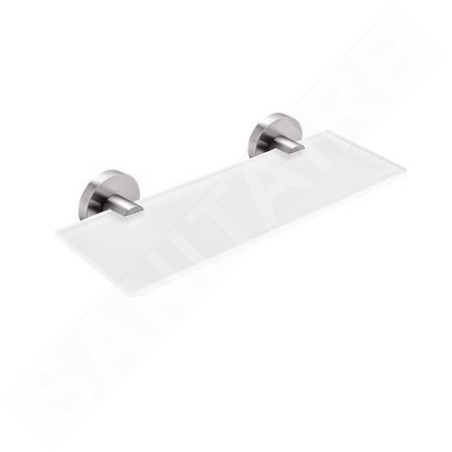 Nimco Unix - Tablette, longueur 300 mm, verre dépoli/acier inoxydable découpé UNM 13091B-30-10