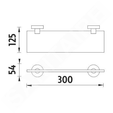 Nimco Unix - Tablette, longueur 300 mm, verre dépoli/acier inoxydable découpé UNM 13091B-30-10